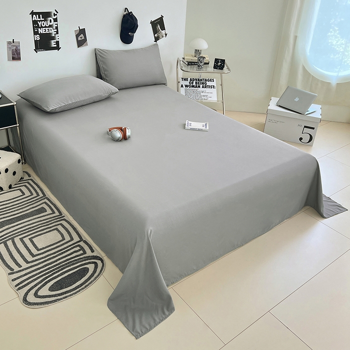 91家纺网 家纺一手货源 找家纺 优佳优品 2025新款亲肤水洗棉纯色单品床单 烟灰