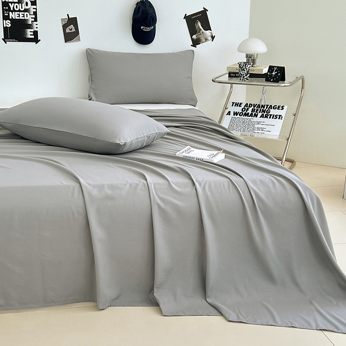 91家纺网 家纺一手货源 找家纺 优佳优品 2025新款亲肤水洗棉纯色单品床单 烟灰