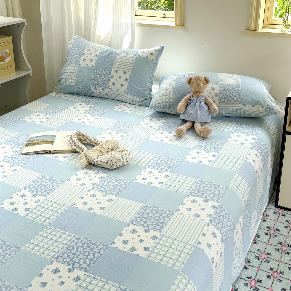 91家纺网 家纺一手货源 找家纺 多品家纺 2025新款超柔云感双层纱单床单 床单单件 兰花园