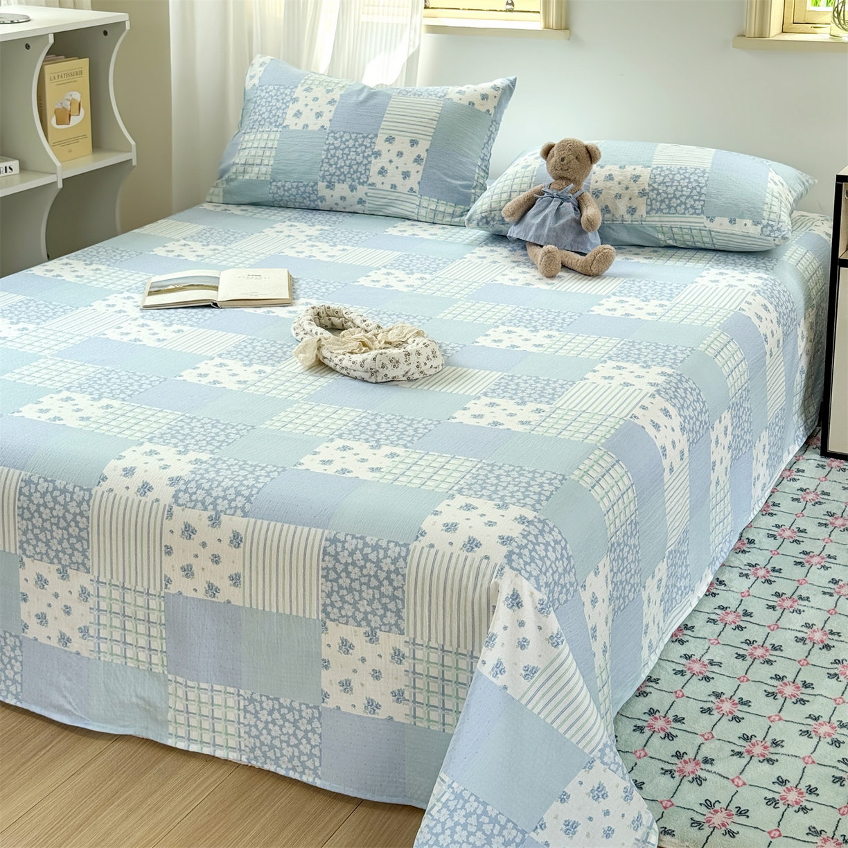 91家纺网 家纺一手货源 找家纺 多品家纺 2025新款超柔云感双层纱单床单 床单单件 兰花园