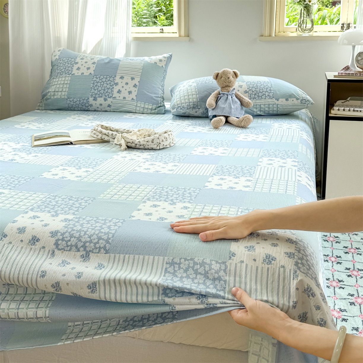 91家纺网 家纺一手货源 找家纺 多品家纺 2025新款超柔云感双层纱单床单 床单单件 兰花园