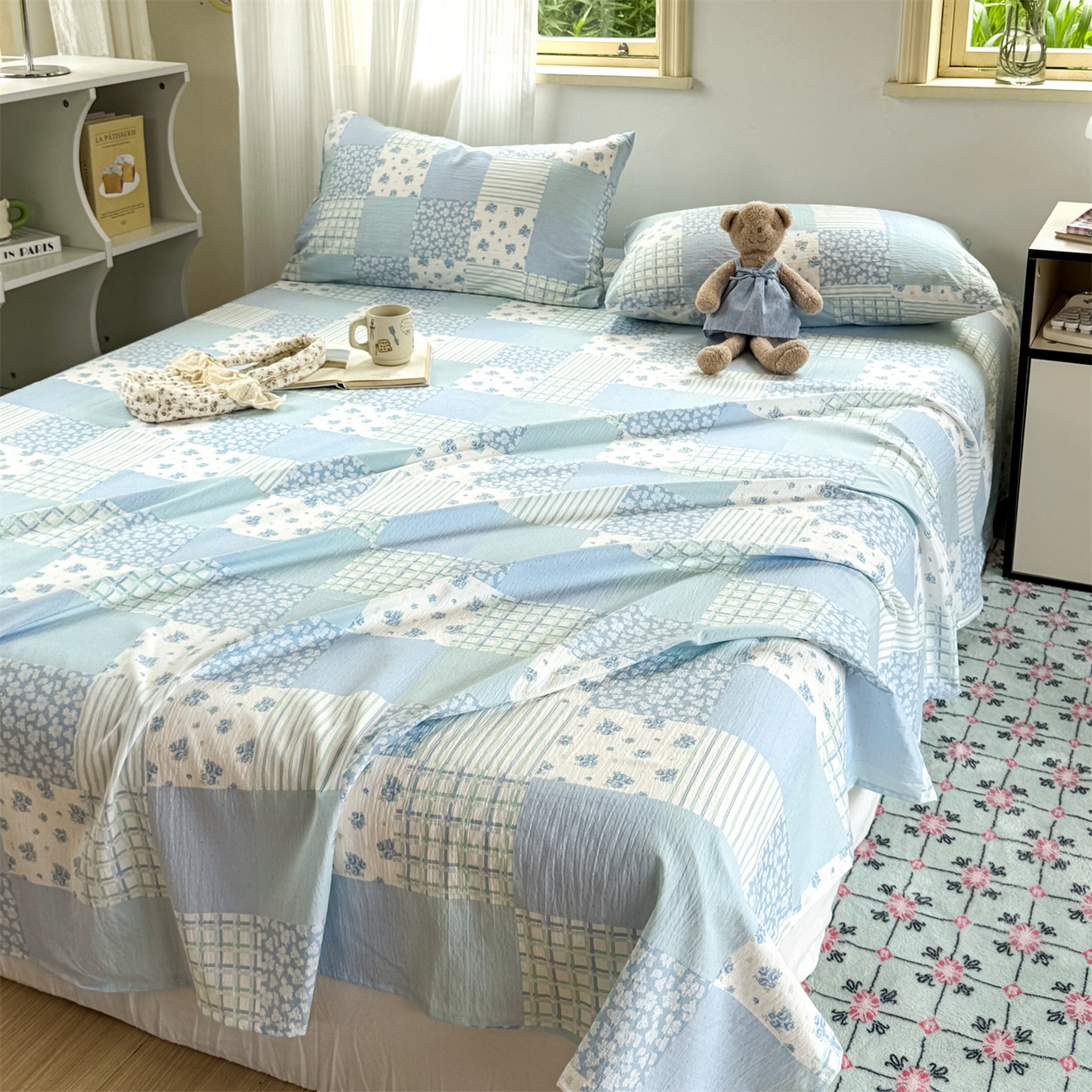 91家纺网 家纺一手货源 找家纺 多品家纺 2025新款超柔云感双层纱单床单 床单单件 兰花园