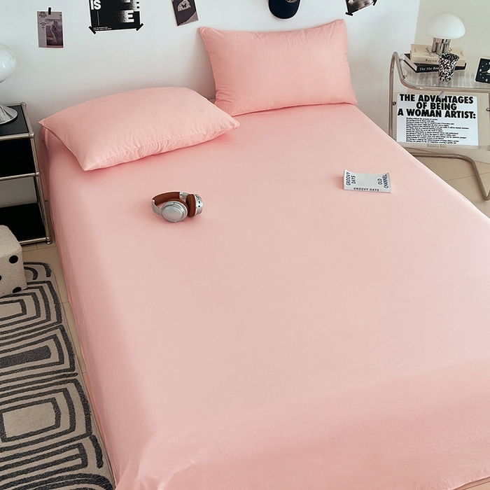 91家纺网 家纺一手货源 找家纺 优佳优品 2025新款亲肤水洗棉纯色单品床单 胭脂粉