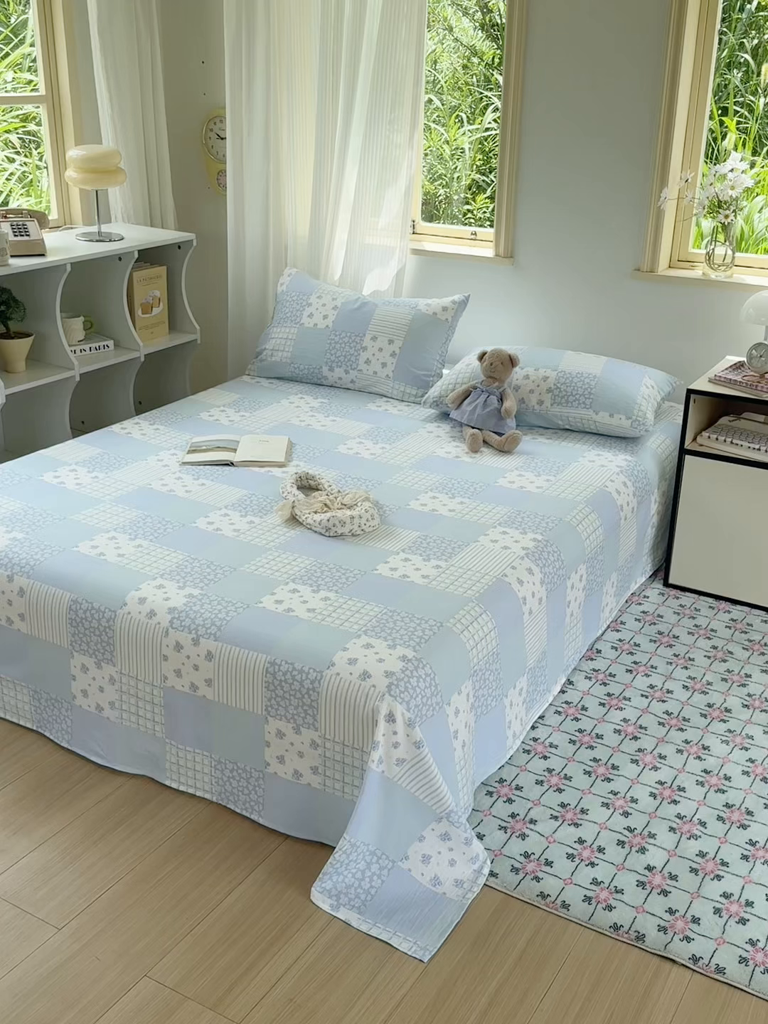 91家纺网 家纺一手货源 找家纺 多品家纺 2025新款超柔云感双层纱单床单 床单单件 兰花园