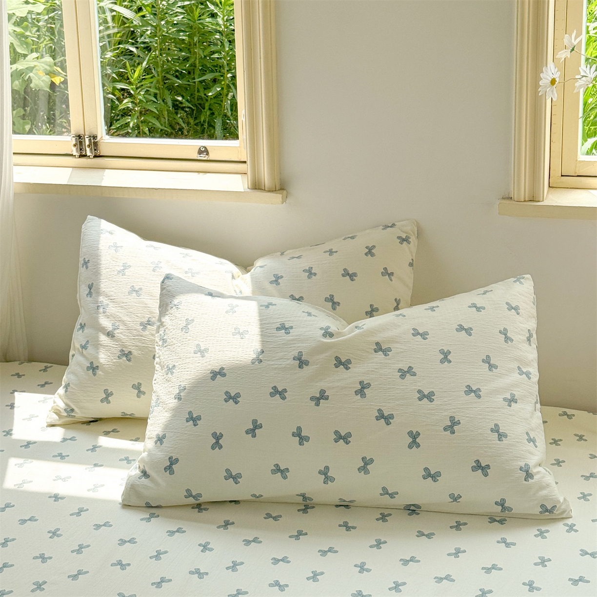 91家纺网 家纺一手货源 找家纺 多品家纺 2025新款超柔云感双层纱单床单 床单单件 蓝蝶