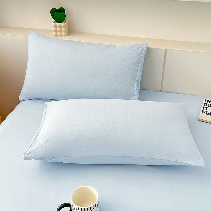 91家纺网 家纺一手货源 找家纺 优佳优品 2025新款亲肤水洗棉纯色单品床笠 冰岛蓝