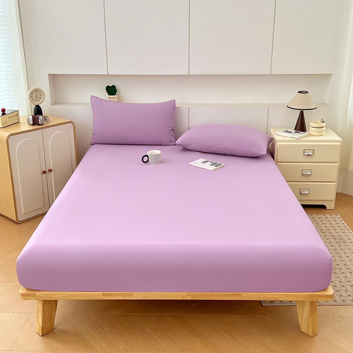 91家纺网 家纺一手货源 找家纺 优佳优品 2025新款亲肤水洗棉纯色单品床笠 帝王紫