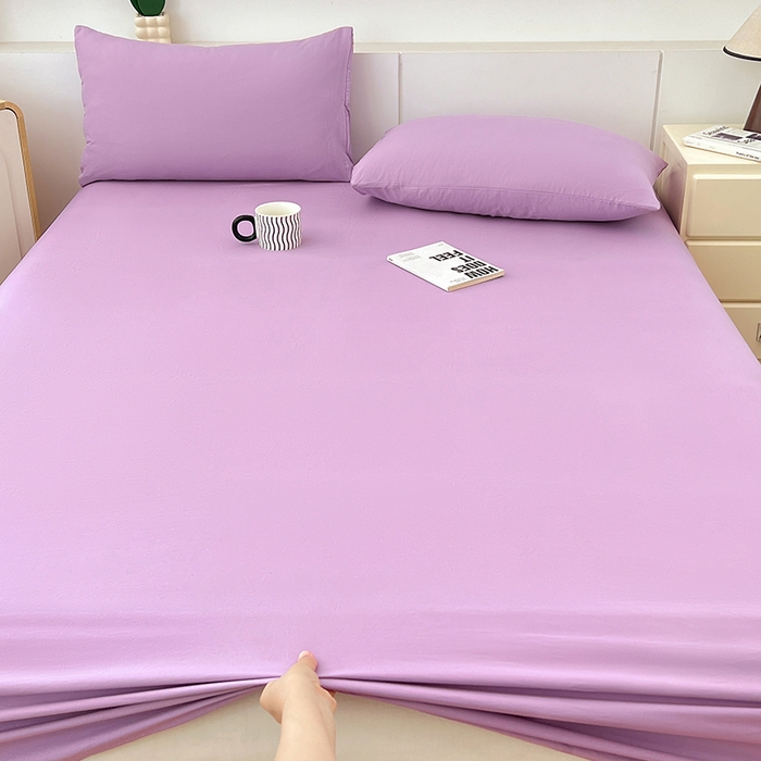 91家纺网 家纺一手货源 找家纺 优佳优品 2025新款亲肤水洗棉纯色单品床笠 帝王紫