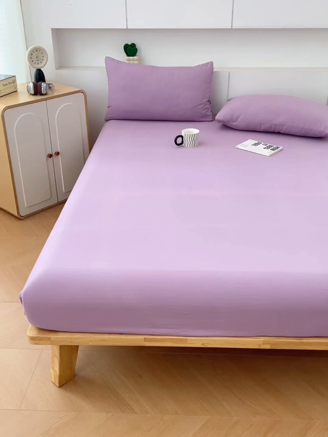 91家纺网 家纺一手货源 找家纺 优佳优品 2025新款亲肤水洗棉纯色单品床笠 帝王紫