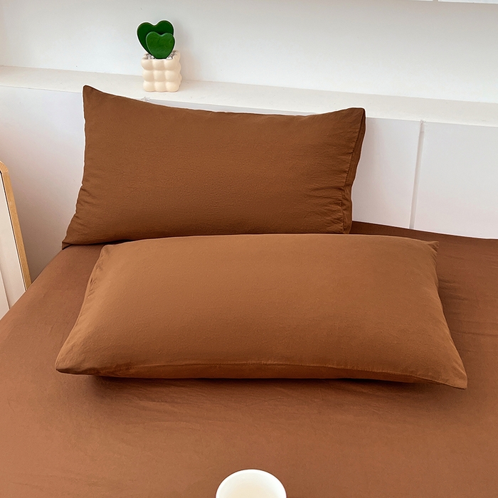 91家纺网 家纺一手货源 找家纺 优佳优品 2025新款亲肤水洗棉纯色单品床笠 琥珀棕