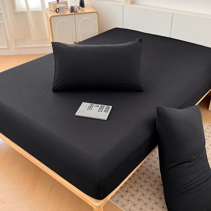 91家纺网 家纺一手货源 找家纺 优佳优品 2025新款亲肤水洗棉纯色单品床笠 静夜