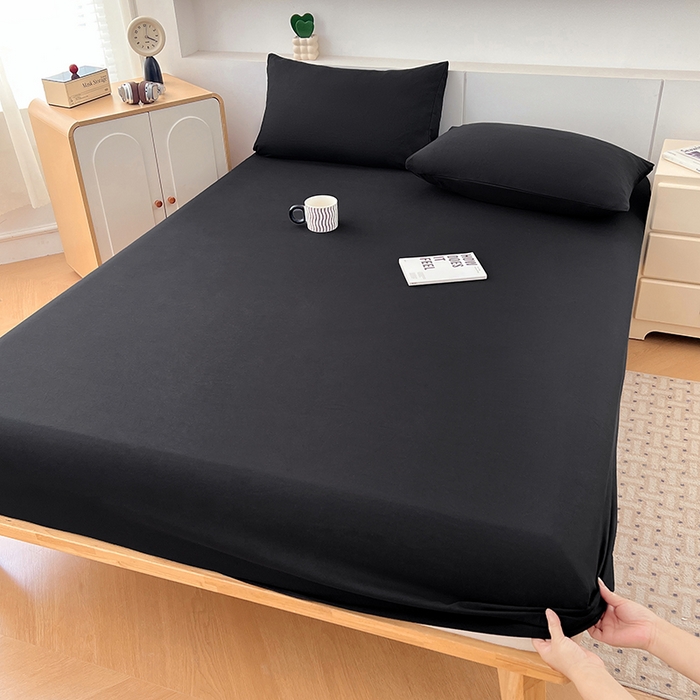 91家纺网 家纺一手货源 找家纺 优佳优品 2025新款亲肤水洗棉纯色单品床笠 静夜