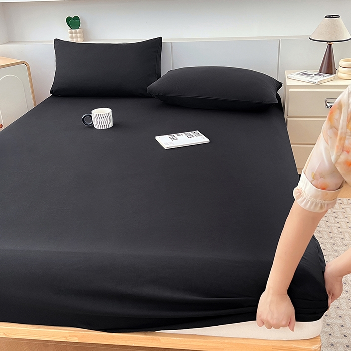 91家纺网 家纺一手货源 找家纺 优佳优品 2025新款亲肤水洗棉纯色单品床笠 静夜