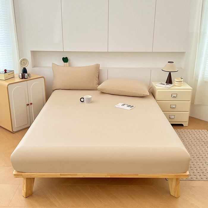 91家纺网 家纺一手货源 找家纺 优佳优品 2025新款亲肤水洗棉纯色单品床笠 伦敦咖