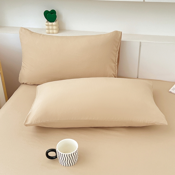 91家纺网 家纺一手货源 找家纺 优佳优品 2025新款亲肤水洗棉纯色单品床笠 伦敦咖