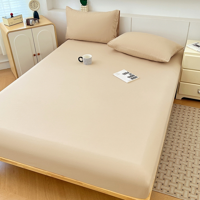 91家纺网 家纺一手货源 找家纺 优佳优品 2025新款亲肤水洗棉纯色单品床笠 伦敦咖