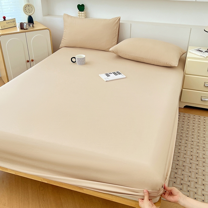 91家纺网 家纺一手货源 找家纺 优佳优品 2025新款亲肤水洗棉纯色单品床笠 伦敦咖