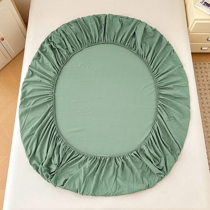 91家纺网 家纺一手货源 找家纺 优佳优品 2025新款亲肤水洗棉纯色单品床笠 麦苗绿