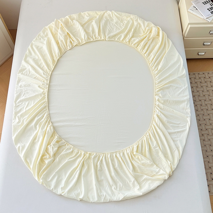 91家纺网 家纺一手货源 找家纺 优佳优品 2025新款亲肤水洗棉纯色单品床笠 奶酪白