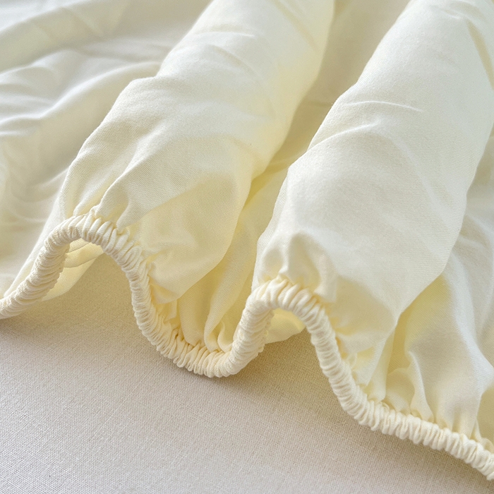 91家纺网 家纺一手货源 找家纺 优佳优品 2025新款亲肤水洗棉纯色单品床笠 奶酪白