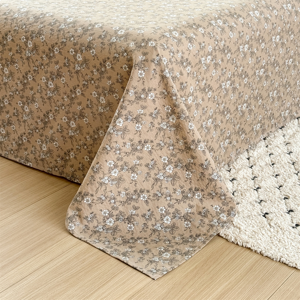 91家纺网 家纺一手货源 找家纺 多品家纺 2025新款超柔云感双层纱单床单 床单单件 漫步花庭