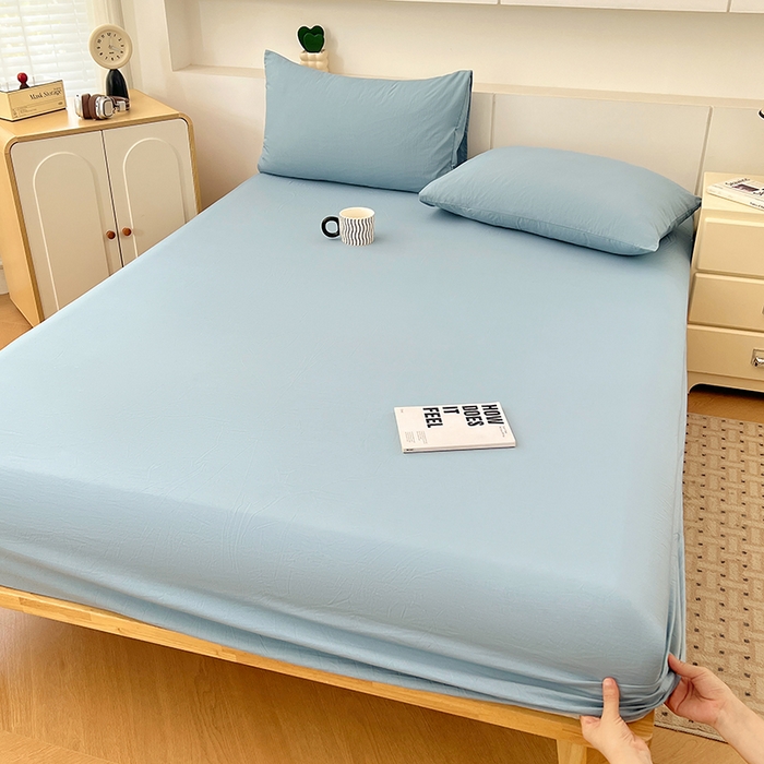 91家纺网 家纺一手货源 找家纺 优佳优品 2025新款亲肤水洗棉纯色单品床笠 品悦