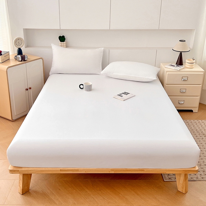 91家纺网 家纺一手货源 找家纺 优佳优品 2025新款亲肤水洗棉纯色单品床笠 乳白