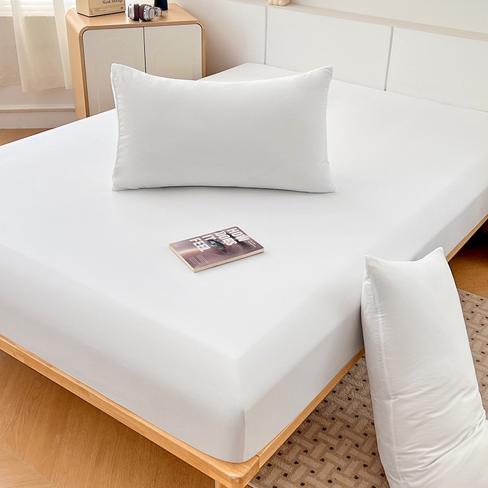 91家纺网 家纺一手货源 找家纺 优佳优品 2025新款亲肤水洗棉纯色单品床笠 乳白