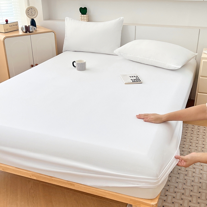 91家纺网 家纺一手货源 找家纺 优佳优品 2025新款亲肤水洗棉纯色单品床笠 乳白