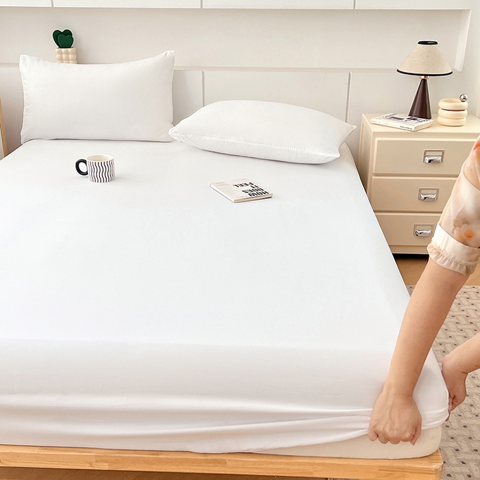 91家纺网 家纺一手货源 找家纺 优佳优品 2025新款亲肤水洗棉纯色单品床笠 乳白