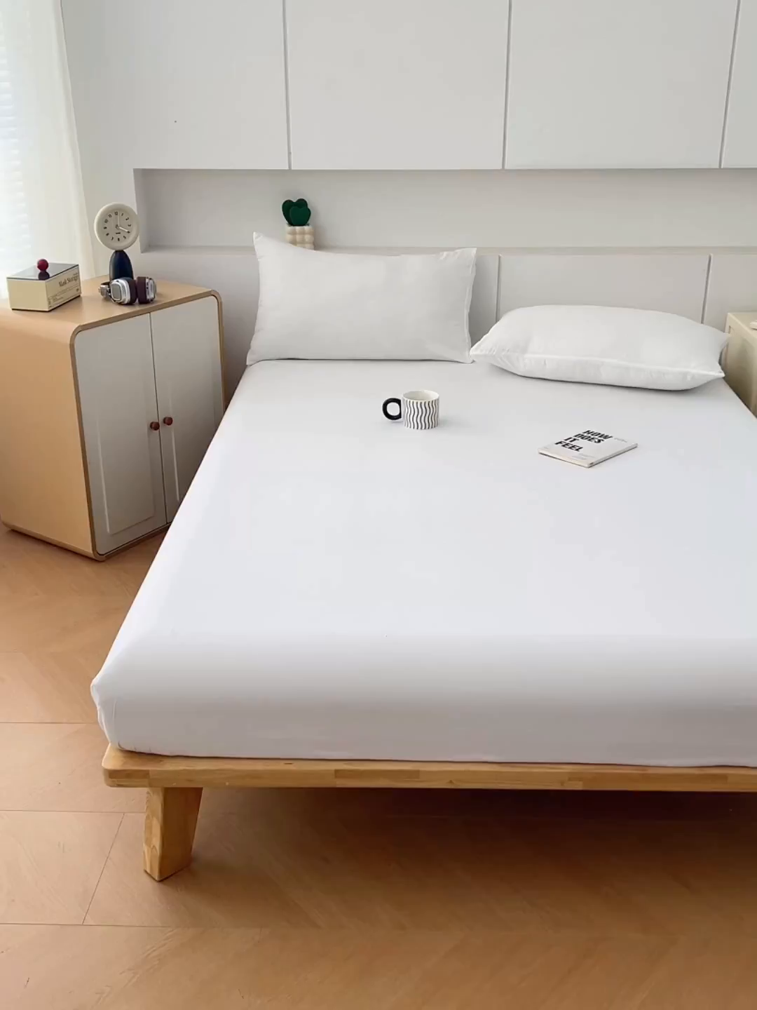 91家纺网 家纺一手货源 找家纺 优佳优品 2025新款亲肤水洗棉纯色单品床笠 乳白