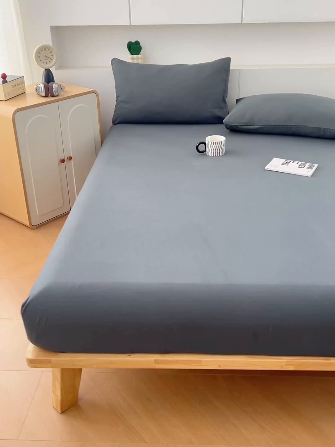 91家纺网 家纺一手货源 找家纺 优佳优品 2025新款亲肤水洗棉纯色单品床笠 雅青