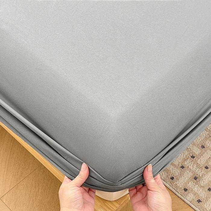 91家纺网 家纺一手货源 找家纺 优佳优品 2025新款亲肤水洗棉纯色单品床笠 烟灰