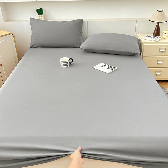 91家纺网 家纺一手货源 找家纺 优佳优品 2025新款亲肤水洗棉纯色单品床笠 烟灰