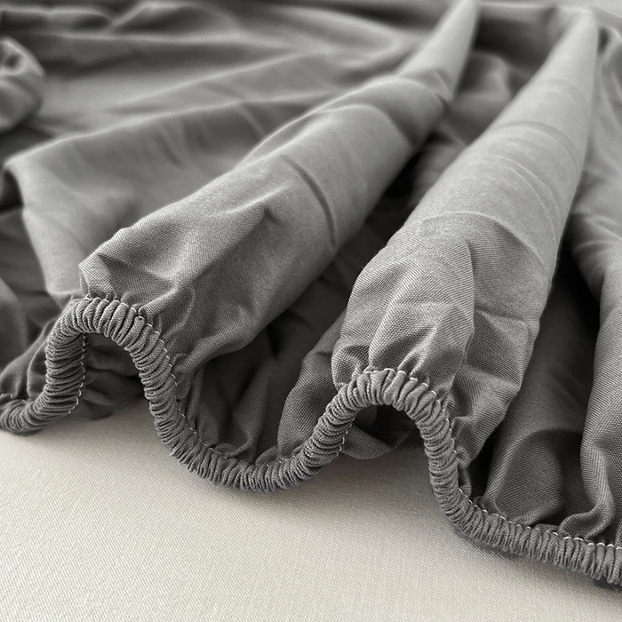 91家纺网 家纺一手货源 找家纺 优佳优品 2025新款亲肤水洗棉纯色单品床笠 烟灰