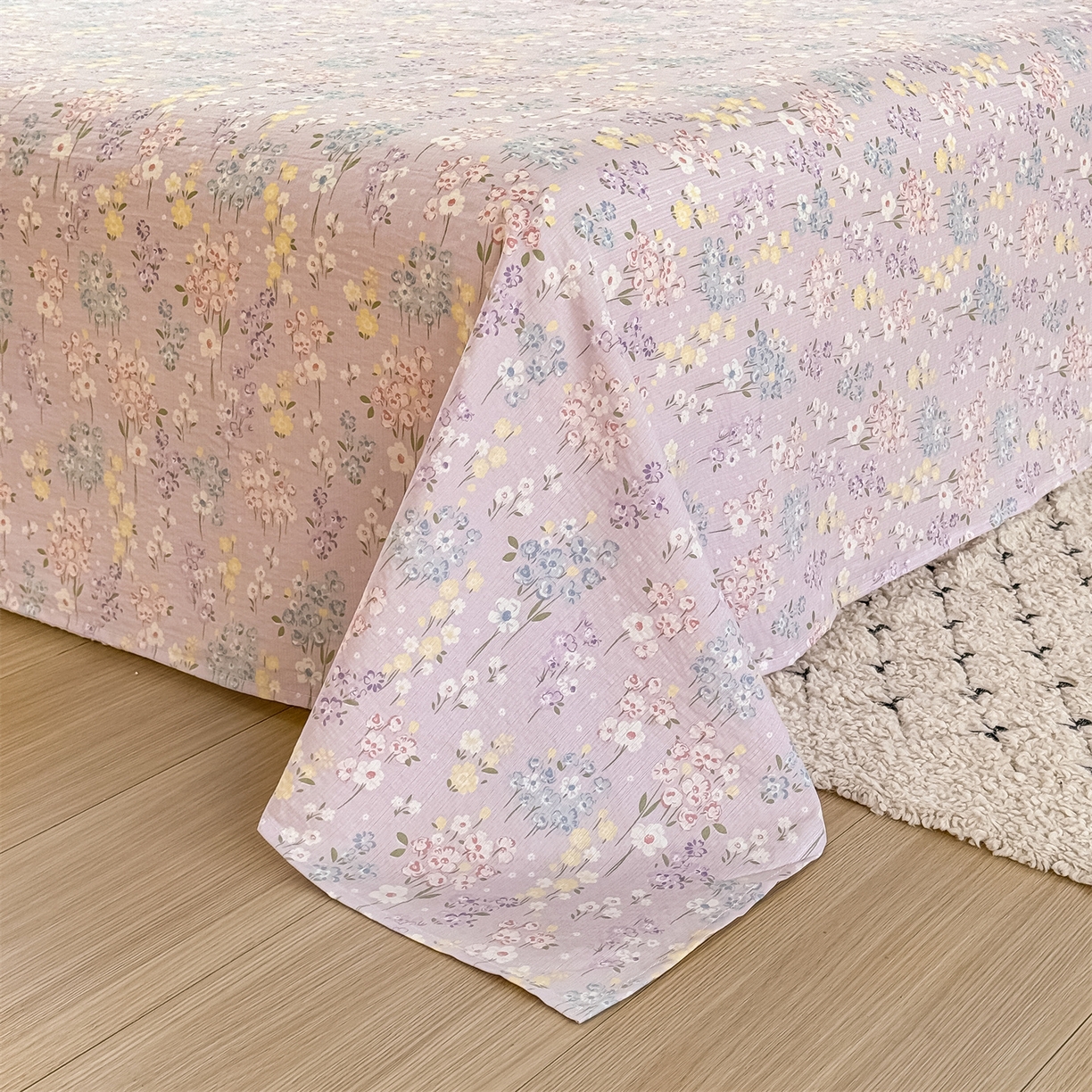 91家纺网 家纺一手货源 找家纺 多品家纺 2025新款超柔云感双层纱单床单 床单单件 梦境紫