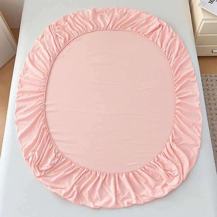 91家纺网 家纺一手货源 找家纺 优佳优品 2025新款亲肤水洗棉纯色单品床笠 胭脂粉