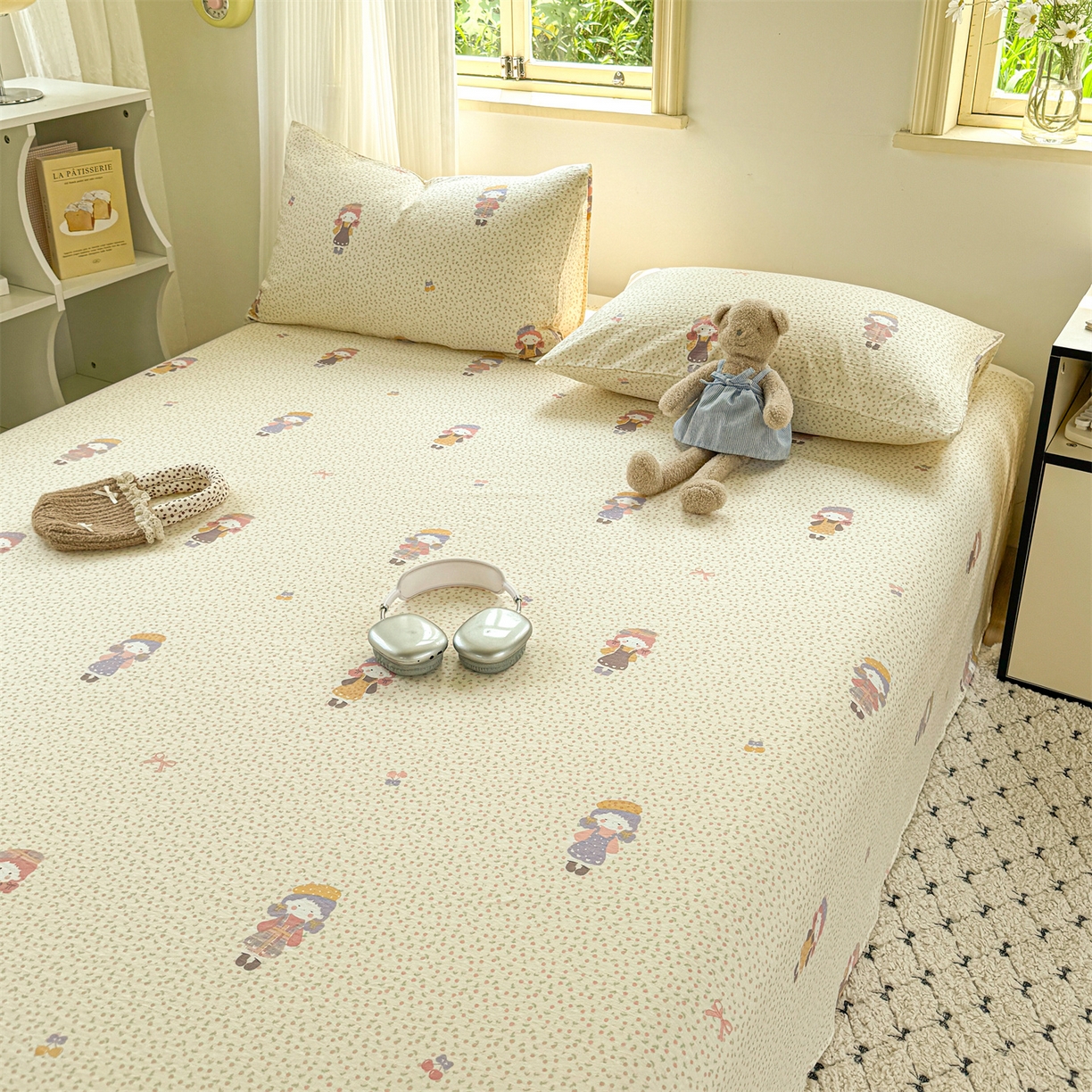 91家纺网 家纺一手货源 找家纺 多品家纺 2025新款超柔云感双层纱单床单 床单单件 米塔丫丫