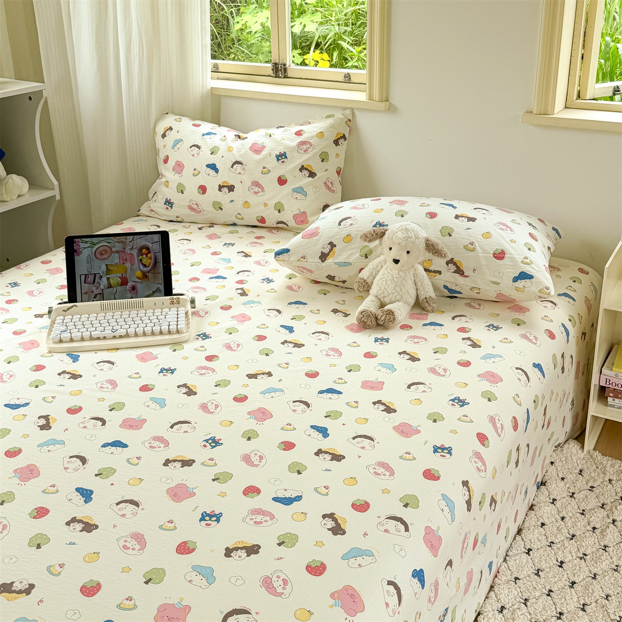 91家纺网 家纺一手货源 找家纺 多品家纺 2025新款超柔云感双层纱单床单 床单单件 魔法新新