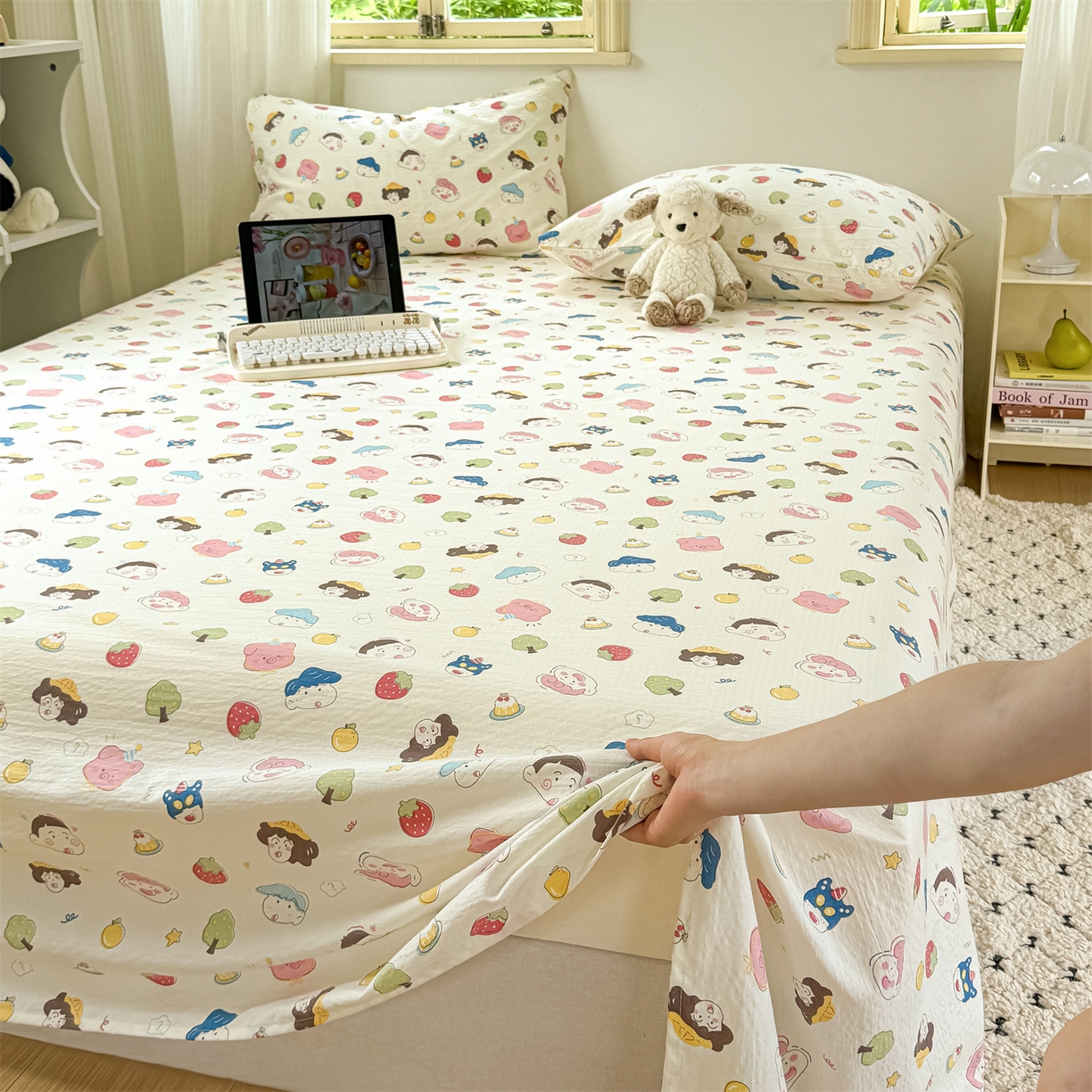 91家纺网 家纺一手货源 找家纺 多品家纺 2025新款超柔云感双层纱单床单 床单单件 魔法新新