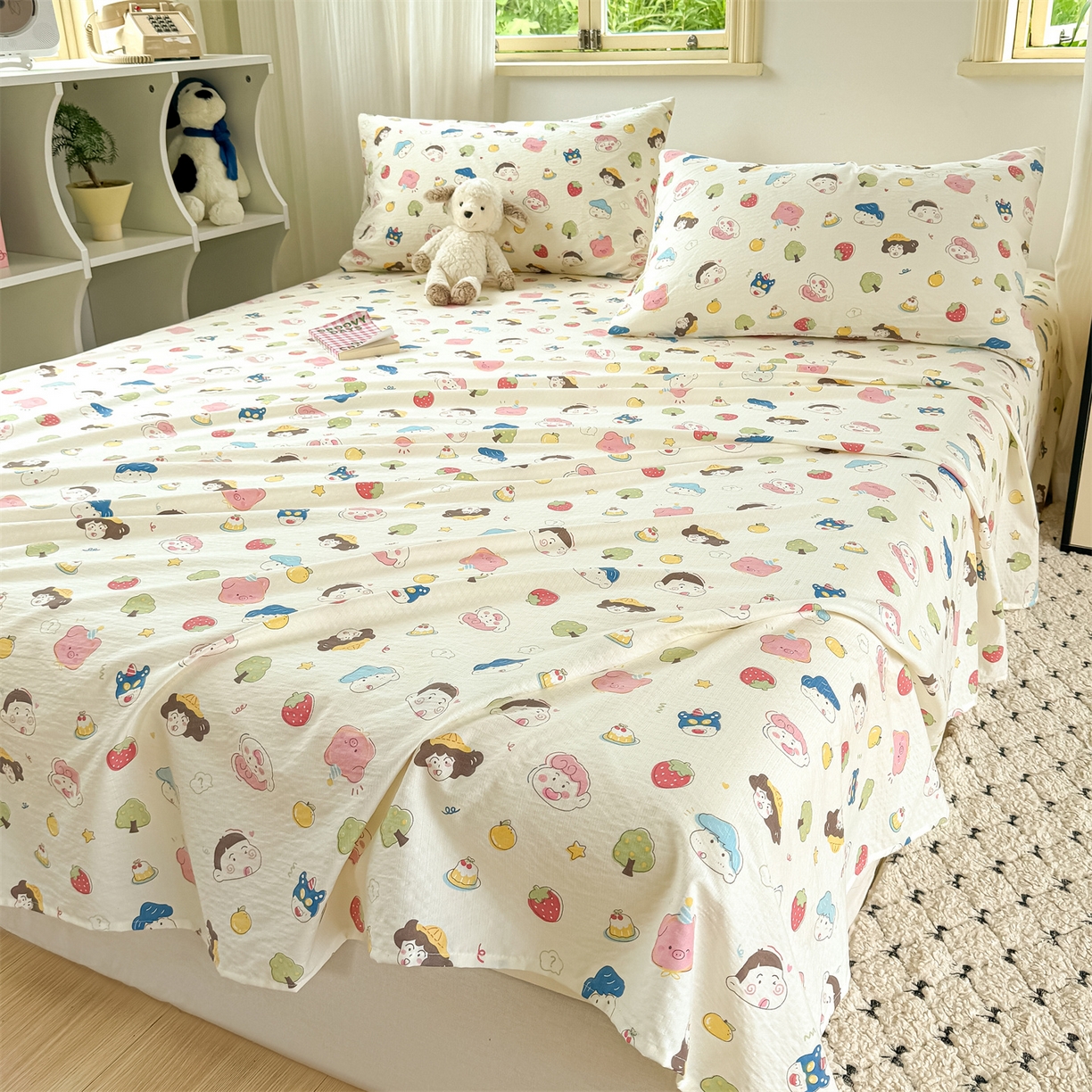 91家纺网 家纺一手货源 找家纺 多品家纺 2025新款超柔云感双层纱单床单 床单单件 魔法新新