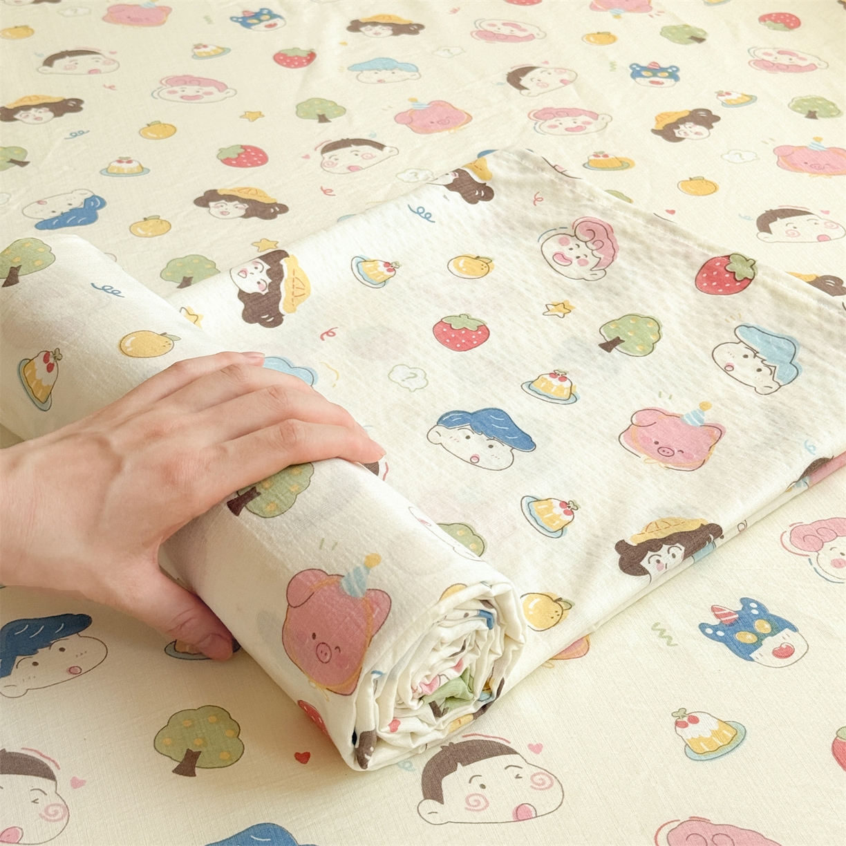 91家纺网 家纺一手货源 找家纺 多品家纺 2025新款超柔云感双层纱单床单 床单单件 魔法新新