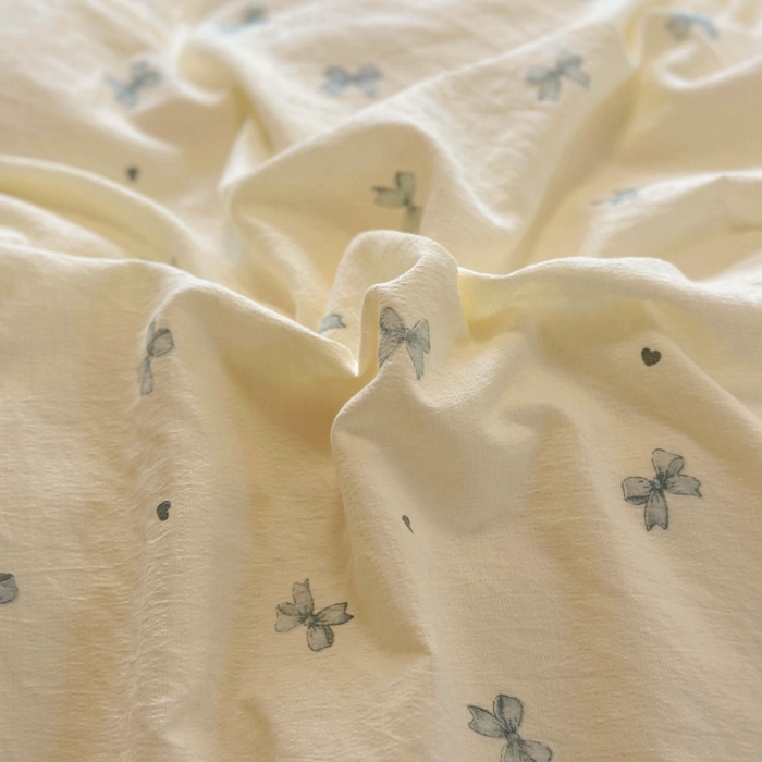 91家纺网 家纺一手货源 找家纺 繁花家居 2025新款学生季韩式云感针织棉大花边木耳边四件套 少女心结-蓝