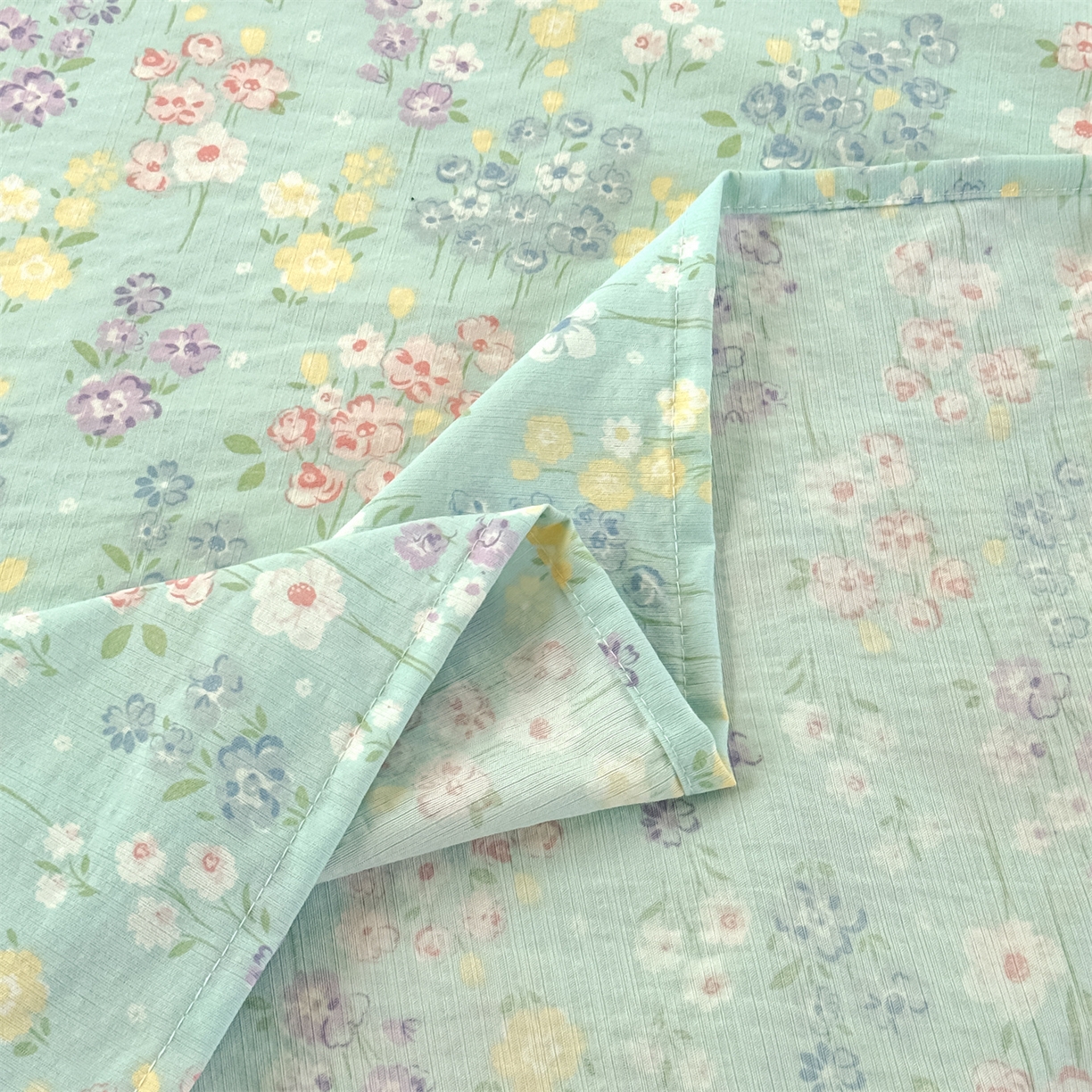 91家纺网 家纺一手货源 找家纺 多品家纺 2025新款超柔云感双层纱单床单 床单单件 清荷