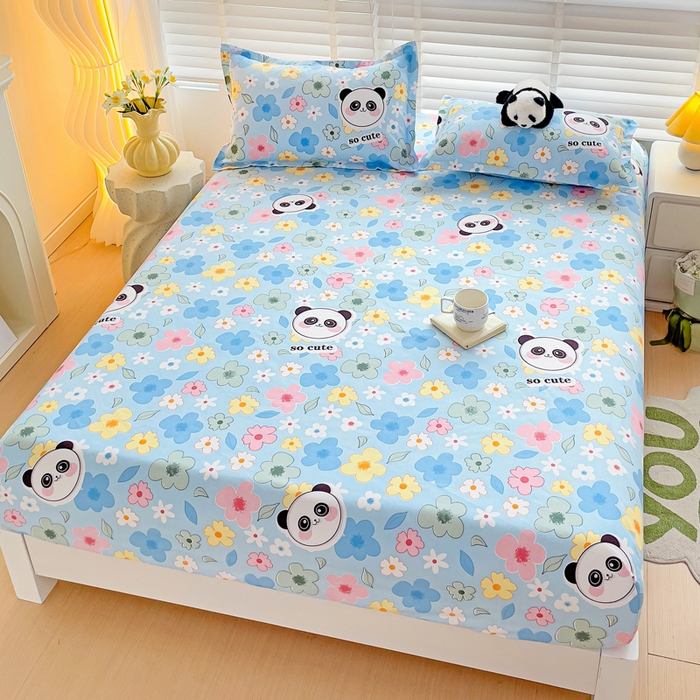 91家纺网 家纺一手货源 找家纺 文黛家居 2025新款时尚印花亲肤床笠单床笠 初恋-蓝