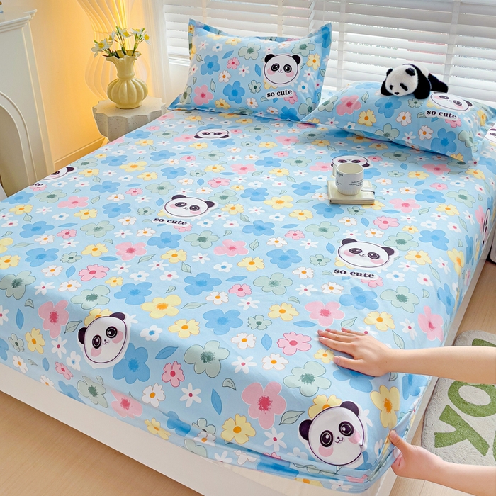 91家纺网 家纺一手货源 找家纺 文黛家居 2025新款时尚印花亲肤床笠单床笠 初恋-蓝