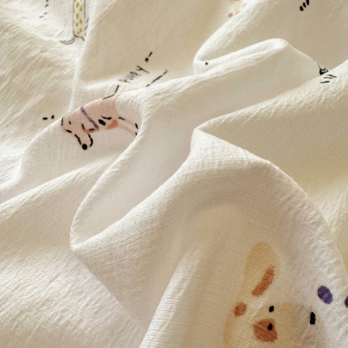 91家纺网 家纺一手货源 找家纺 繁花家居 2025新款学生季韩式云感针织棉大花边木耳边四件套 汪汪乐园