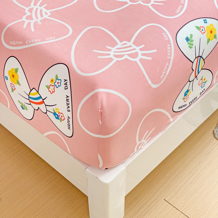 91家纺网 家纺一手货源 找家纺 文黛家居 2025新款时尚印花亲肤床笠单床笠 蝴蝶结