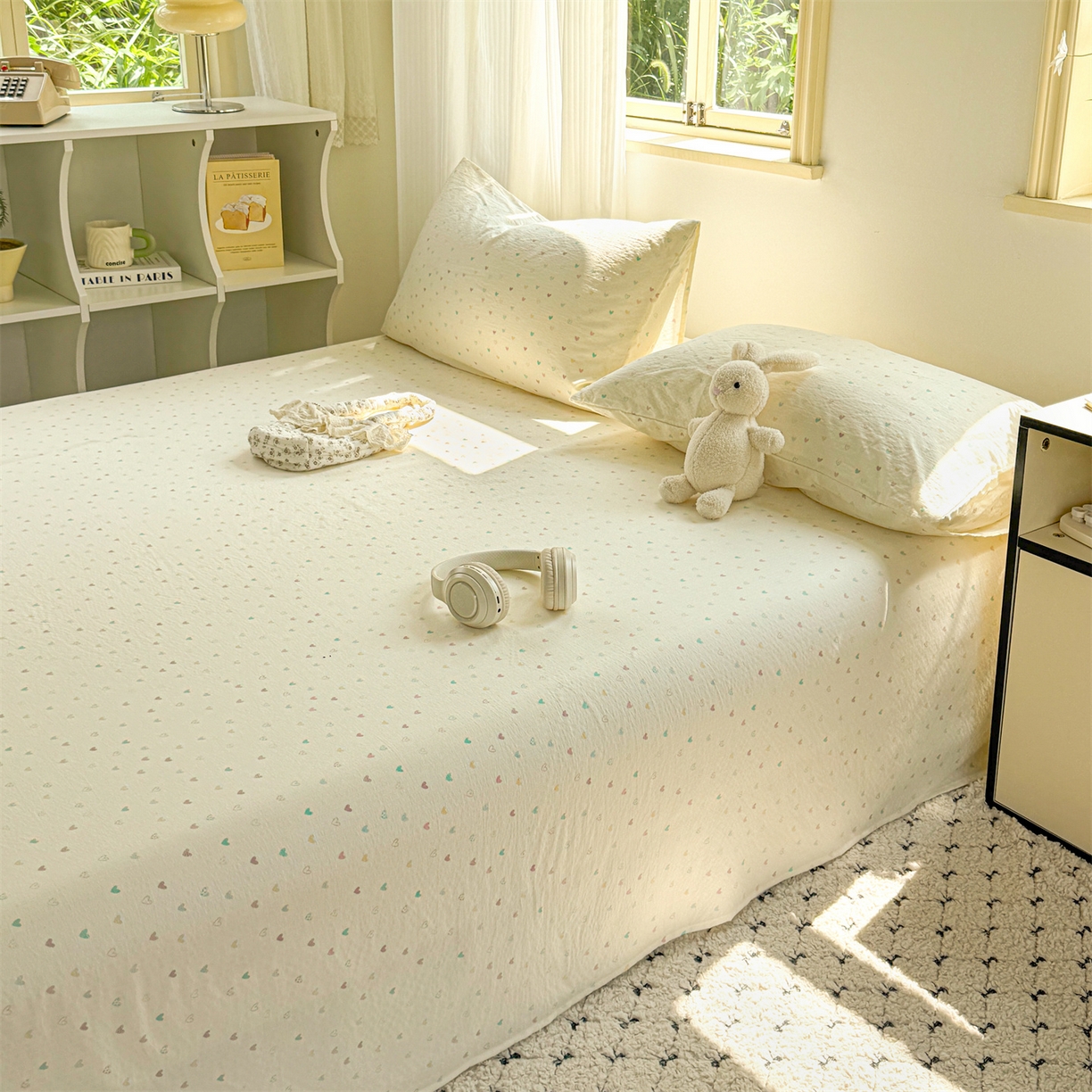 91家纺网 家纺一手货源 找家纺 多品家纺 2025新款超柔云感双层纱单床单 床单单件 心动