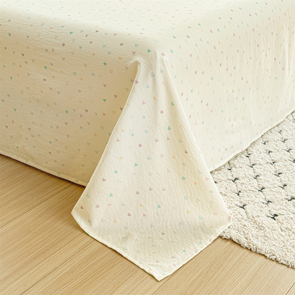 91家纺网 家纺一手货源 找家纺 多品家纺 2025新款超柔云感双层纱单床单 床单单件 心动